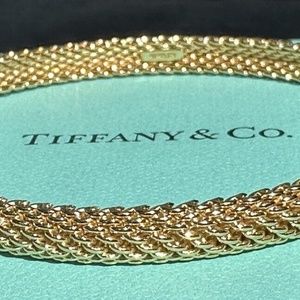 Designer Tiffany & Co. 18K Solid Yellow Gold Somerset Mesh Bangle Bracelet 19.6g